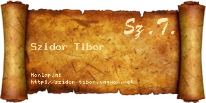 Szidor Tibor névjegykártya